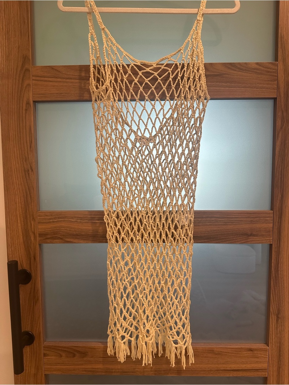 superdown Cream Crochet Mesh Swim Coverup